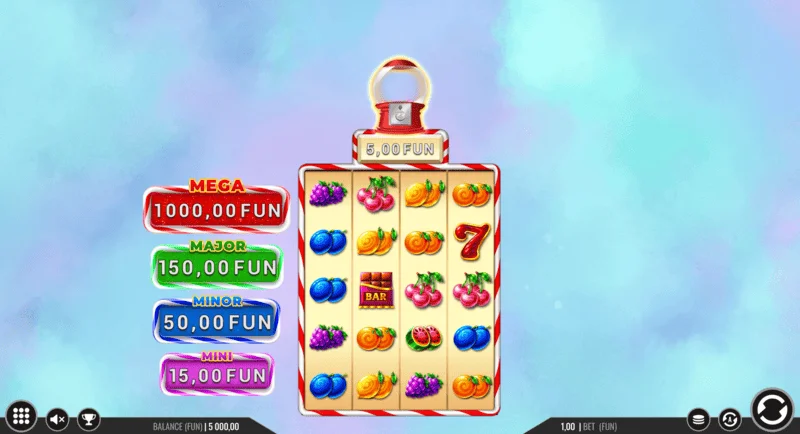 Sweet Candy Cash Stash - কলাম এবং নিয়ন্ত্রণ বোতাম সহ গেম স্ক্রীন